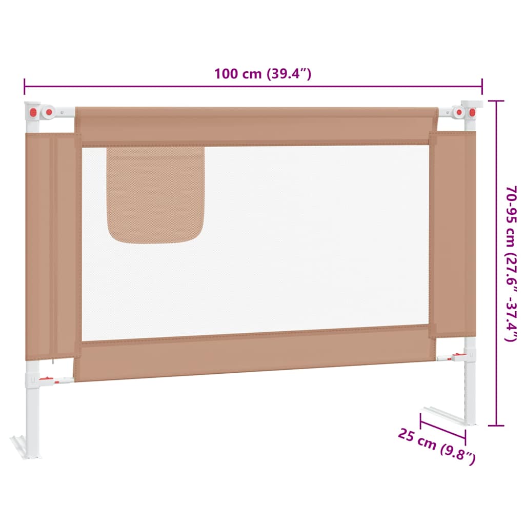 Kleinkind-Bettschutzgitter Taupe 100x25 cm Stoff