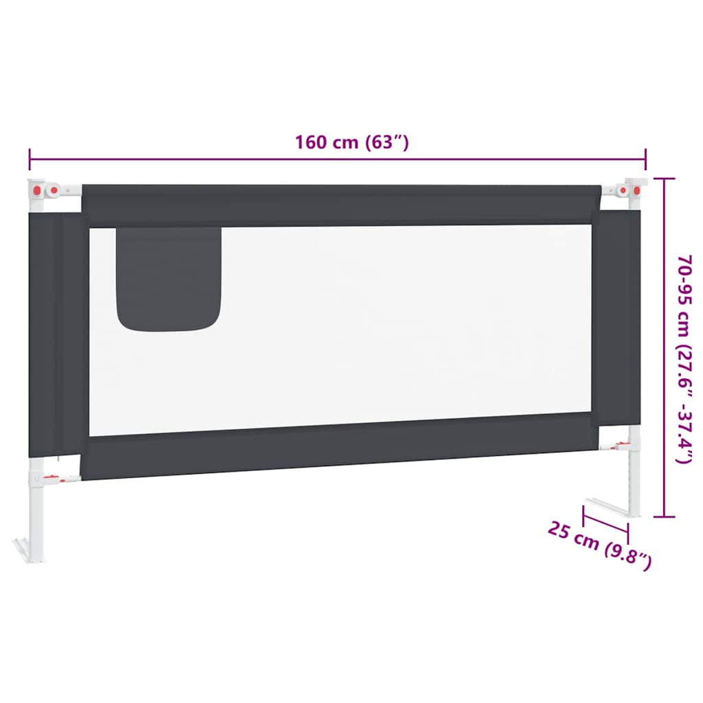 Kleinkind-Bettschutzgitter Dunkelgrau 160x25 cm Stoff