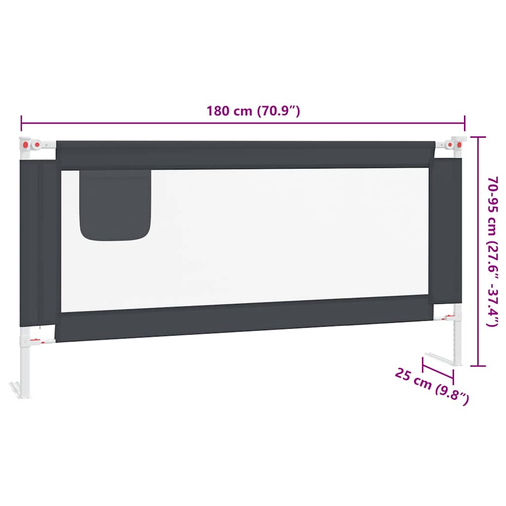 Kleinkind-Bettschutzgitter Dunkelgrau 180x25 cm Stoff