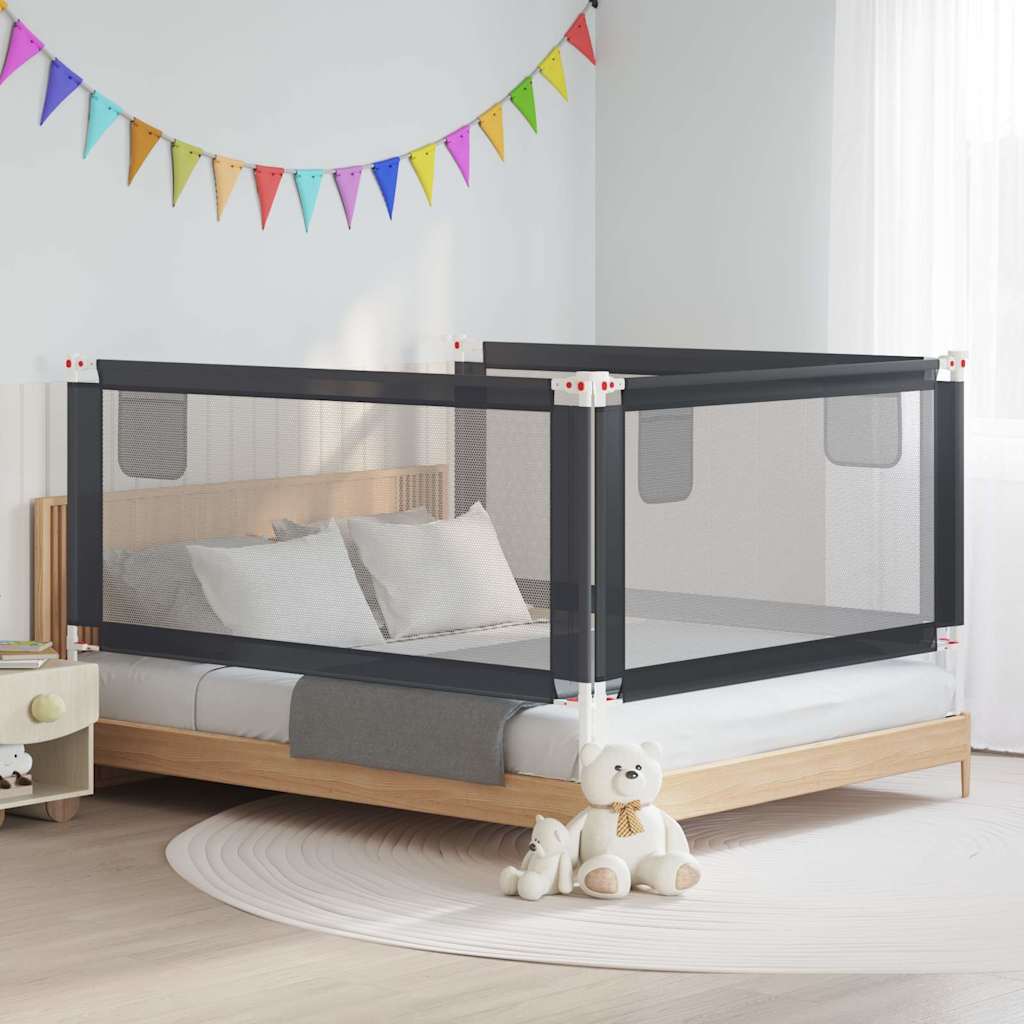 Kleinkind-Bettschutzgitter Dunkelgrau 180x25 cm Stoff