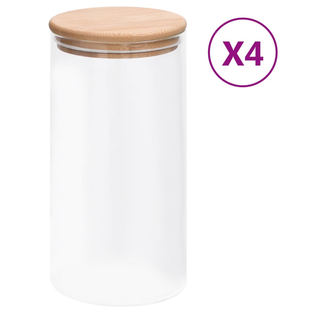 Vorratsgläser mit Bambusdeckel 4 Stk. 1200 ml