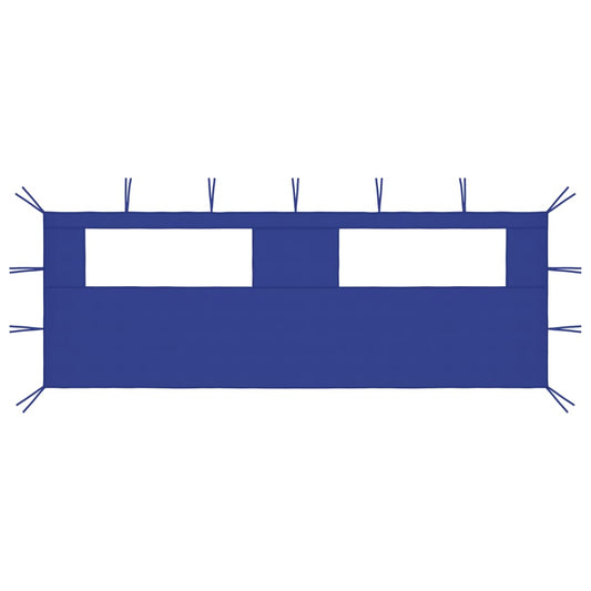Pavillon-Seitenwand mit Fenstern 6x2 m Blau