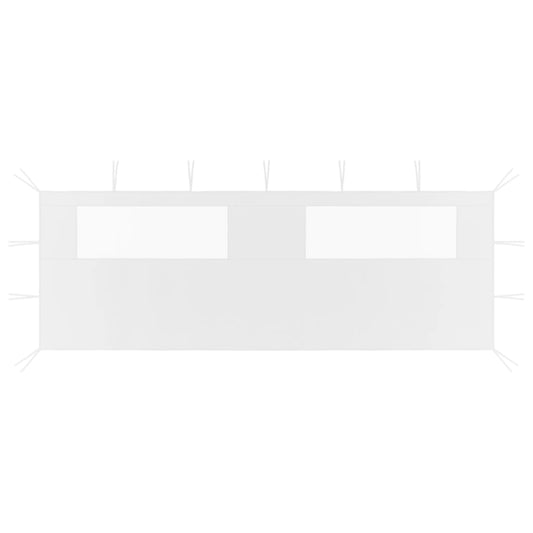 Pavillon-Seitenwand mit Fenstern 6x2 m Weiß