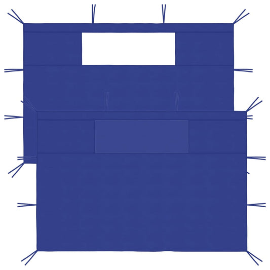 Pavillon-Seitenwände mit Fenstern 2 Stk. Blau