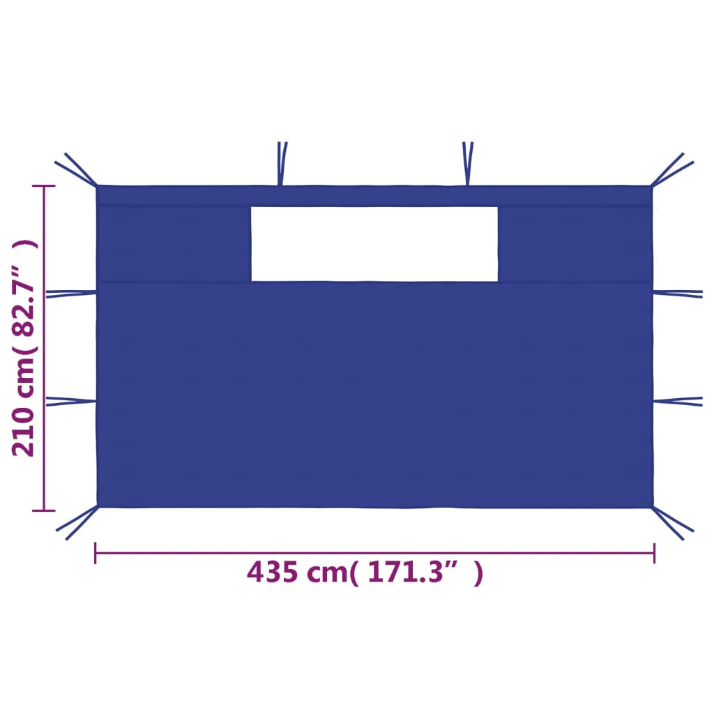 Pavillon-Seitenwände mit Fenstern 2 Stk. Blau
