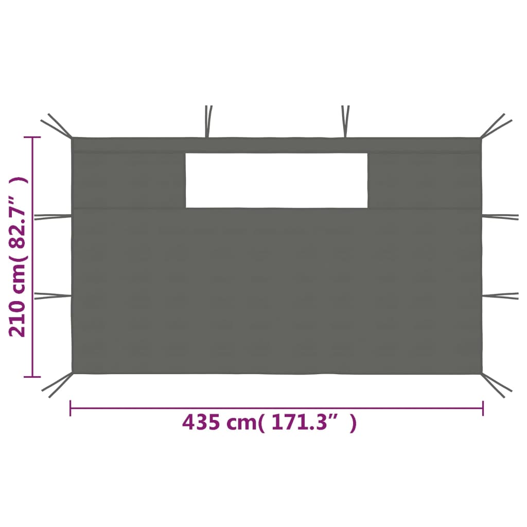 Pavillon-Seitenwände mit Fenstern 2 Stk. Anthrazit