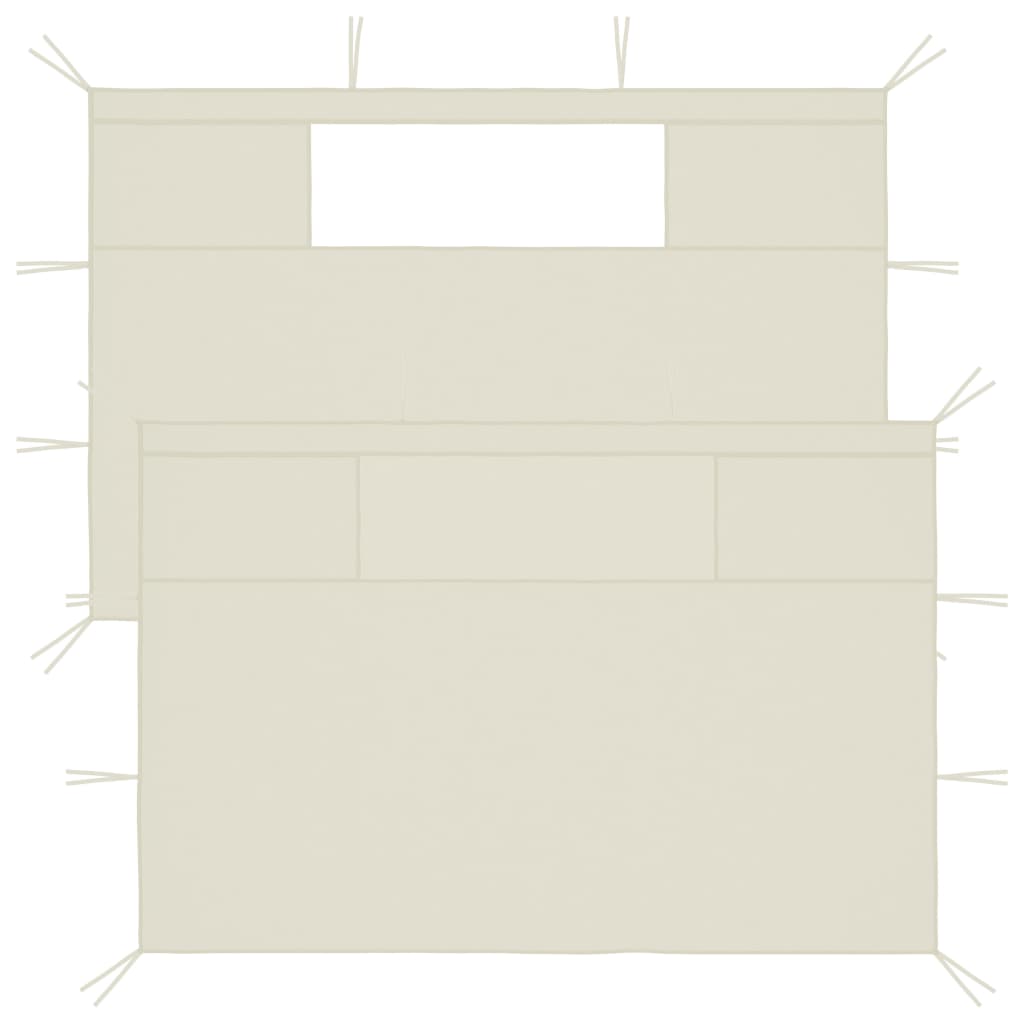 Pavillon-Seitenwände mit Fenstern 2 Stk. Creme