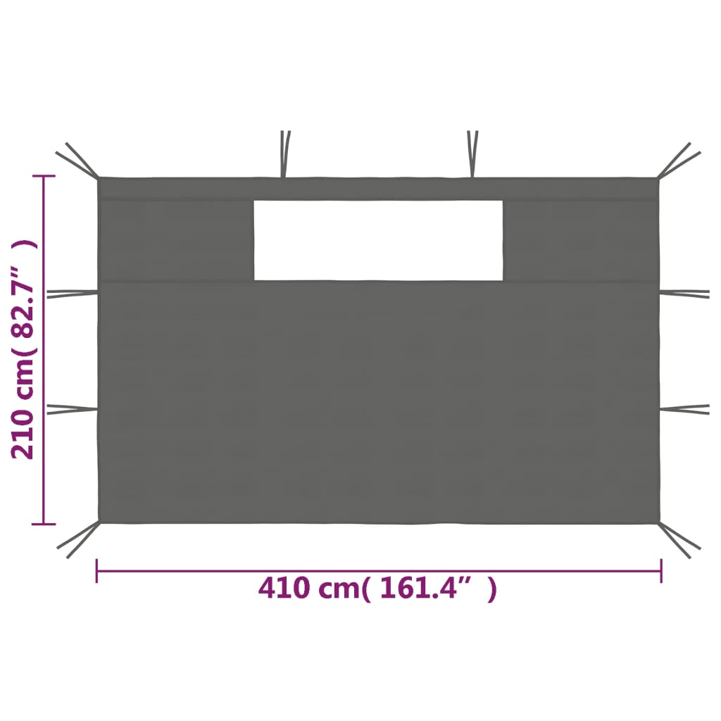 Pavillon-Seitenwände mit Fenstern 2 Stk. Anthrazit