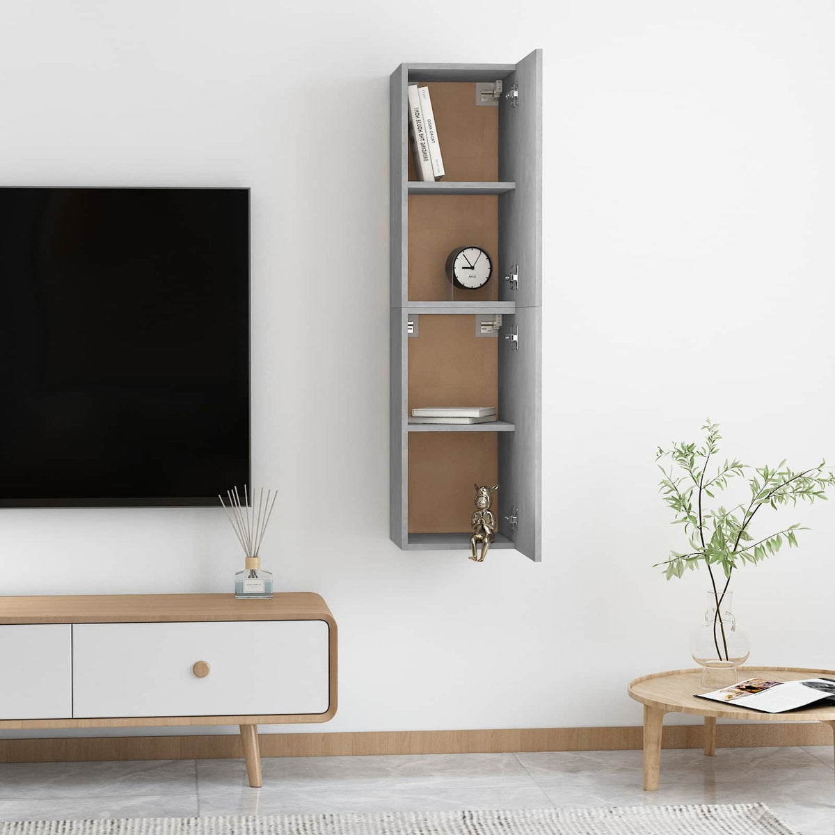 Wand-TV-Schrank | 2 pcs Beton Grau 31 x 30 x 60 cm Holzwerkstoff