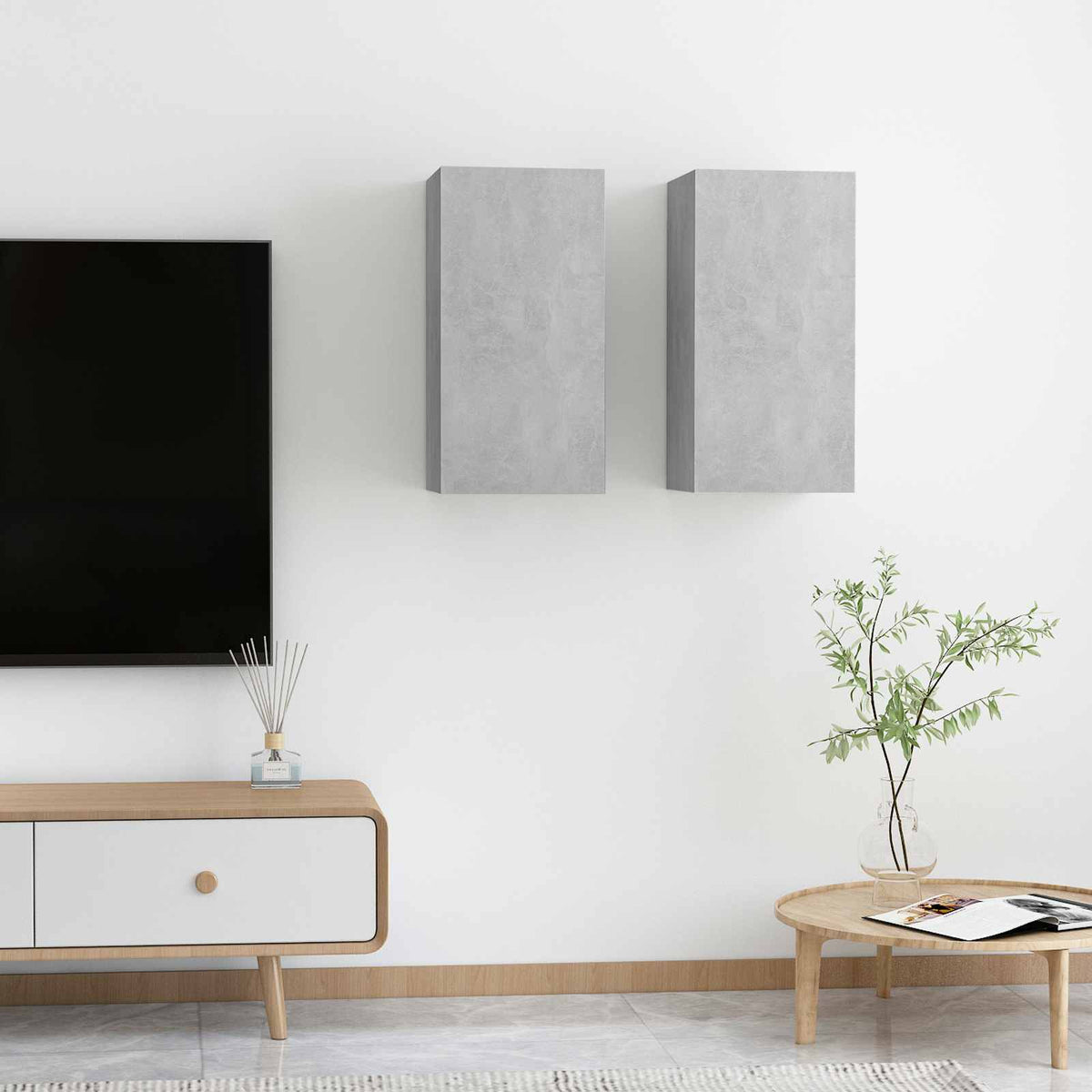 Wand-TV-Schrank | 2 pcs Beton Grau 31 x 30 x 60 cm Holzwerkstoff