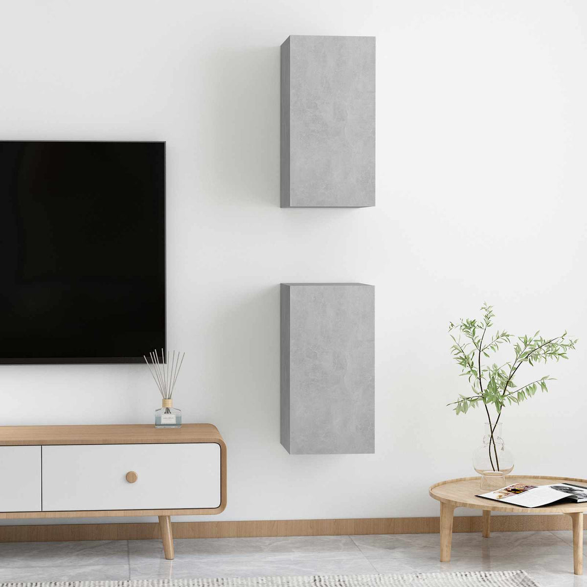 Wand-TV-Schrank | 2 pcs Beton Grau 31 x 30 x 60 cm Holzwerkstoff