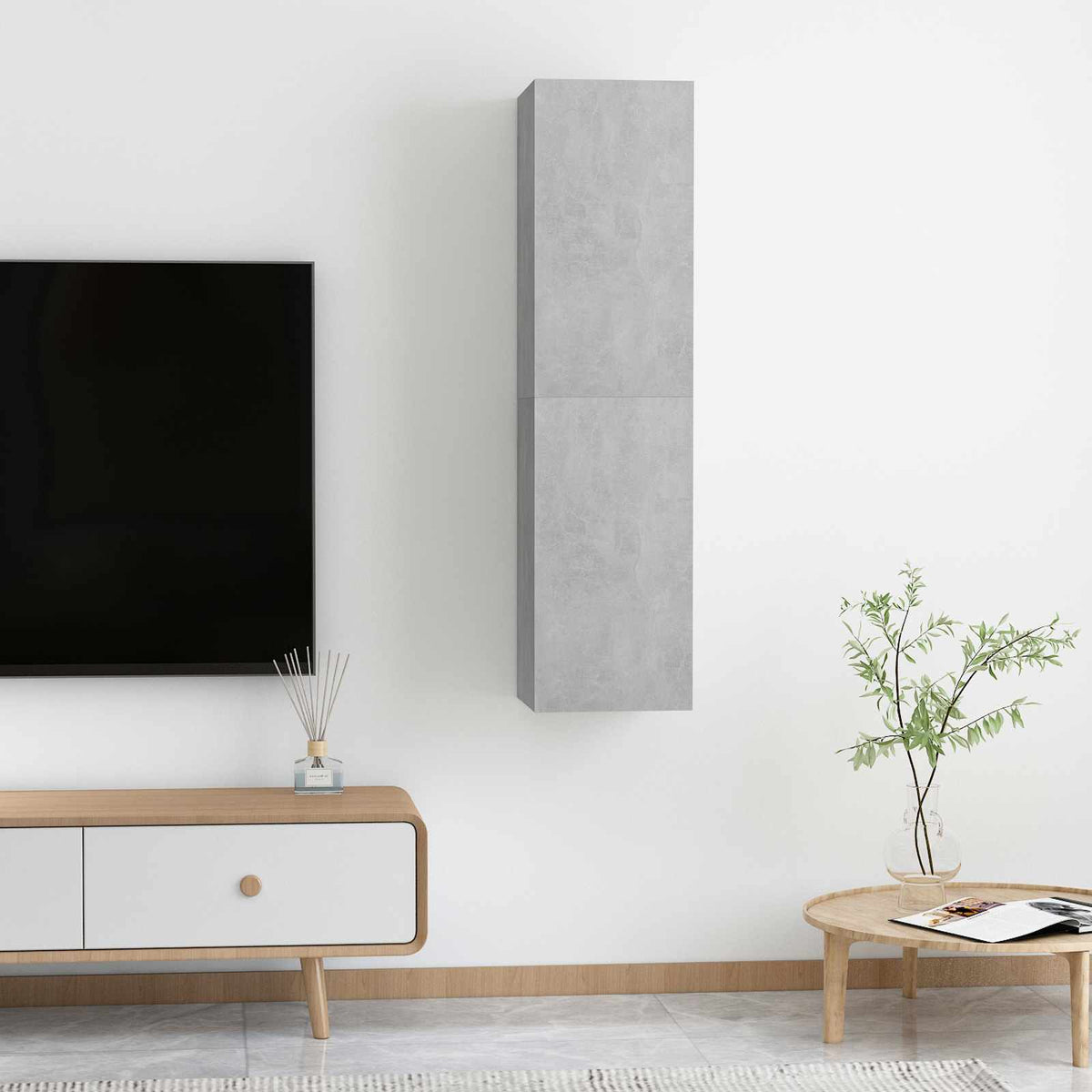 Wand-TV-Schrank | 2 pcs Beton Grau 31 x 30 x 60 cm Holzwerkstoff