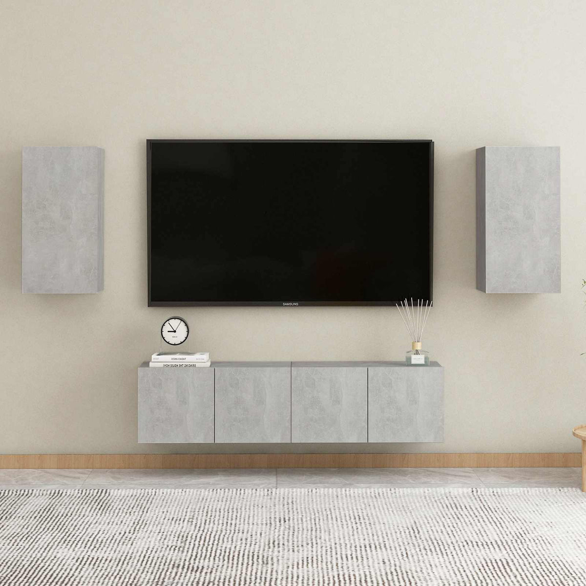 Wand-TV-Schrank | 2 pcs Beton Grau 31 x 30 x 60 cm Holzwerkstoff