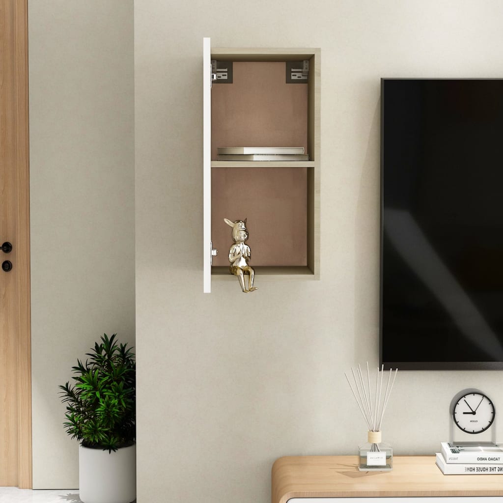 Meuble TV chêne Sonoma blanc 30,5x30x60 cm matériau bois