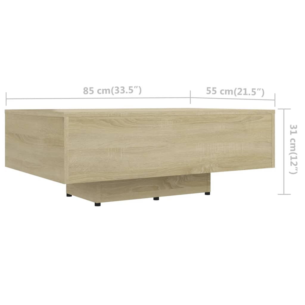 Table basse chêne Sonoma 85x55x31 cm matériau bois