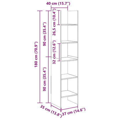 Bücherregal Betongrau 40x35x180 cm Holzwerkstoff