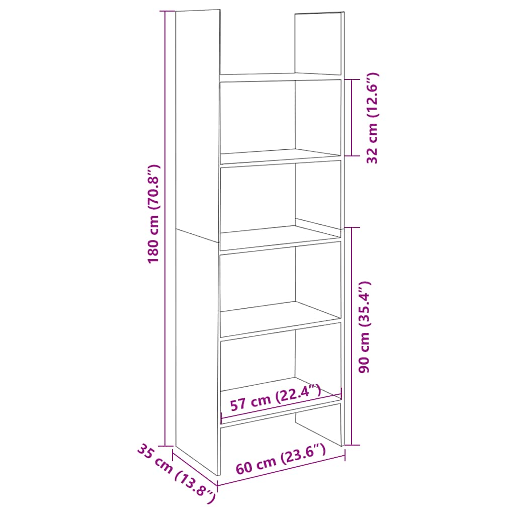 Bibliothèque chêne Sonoma 60x35x180 cm en bois