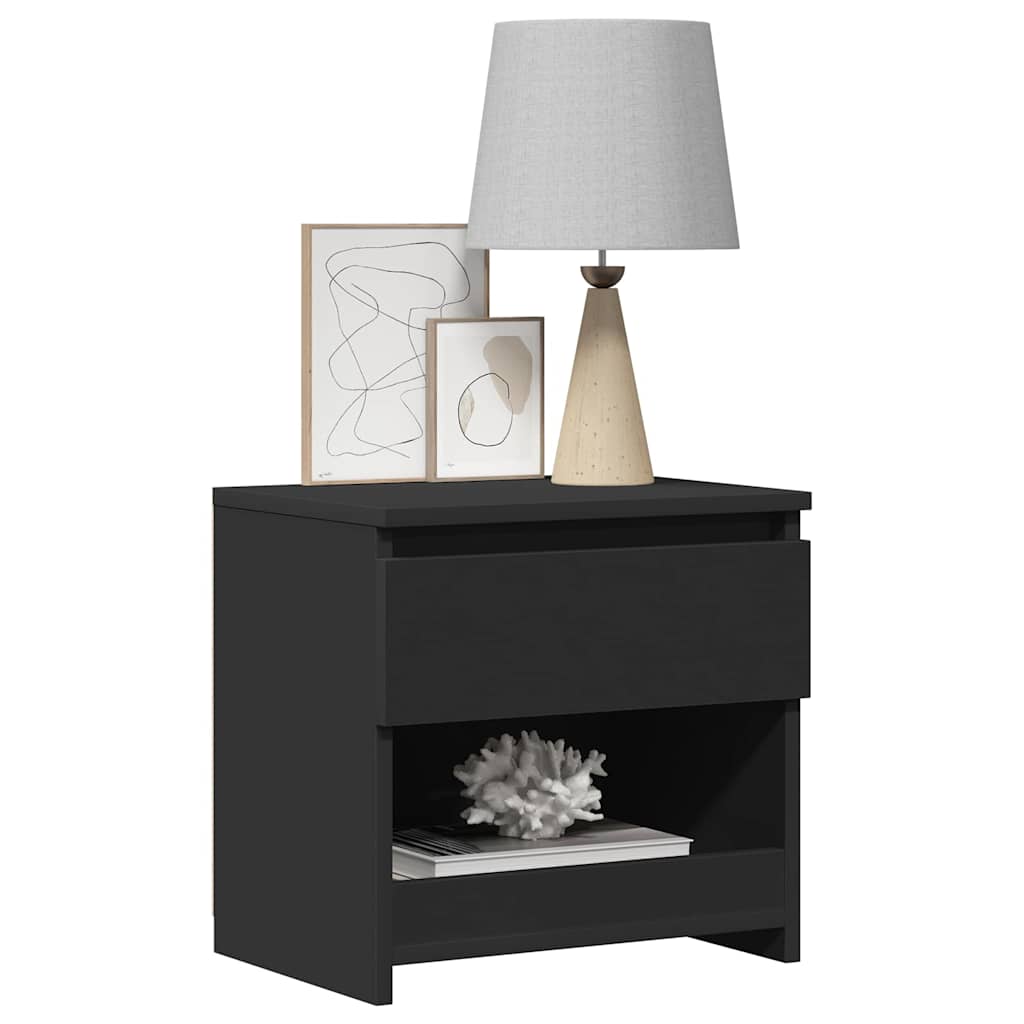 Bedside Table Black 40x30x39 cm Wood Material