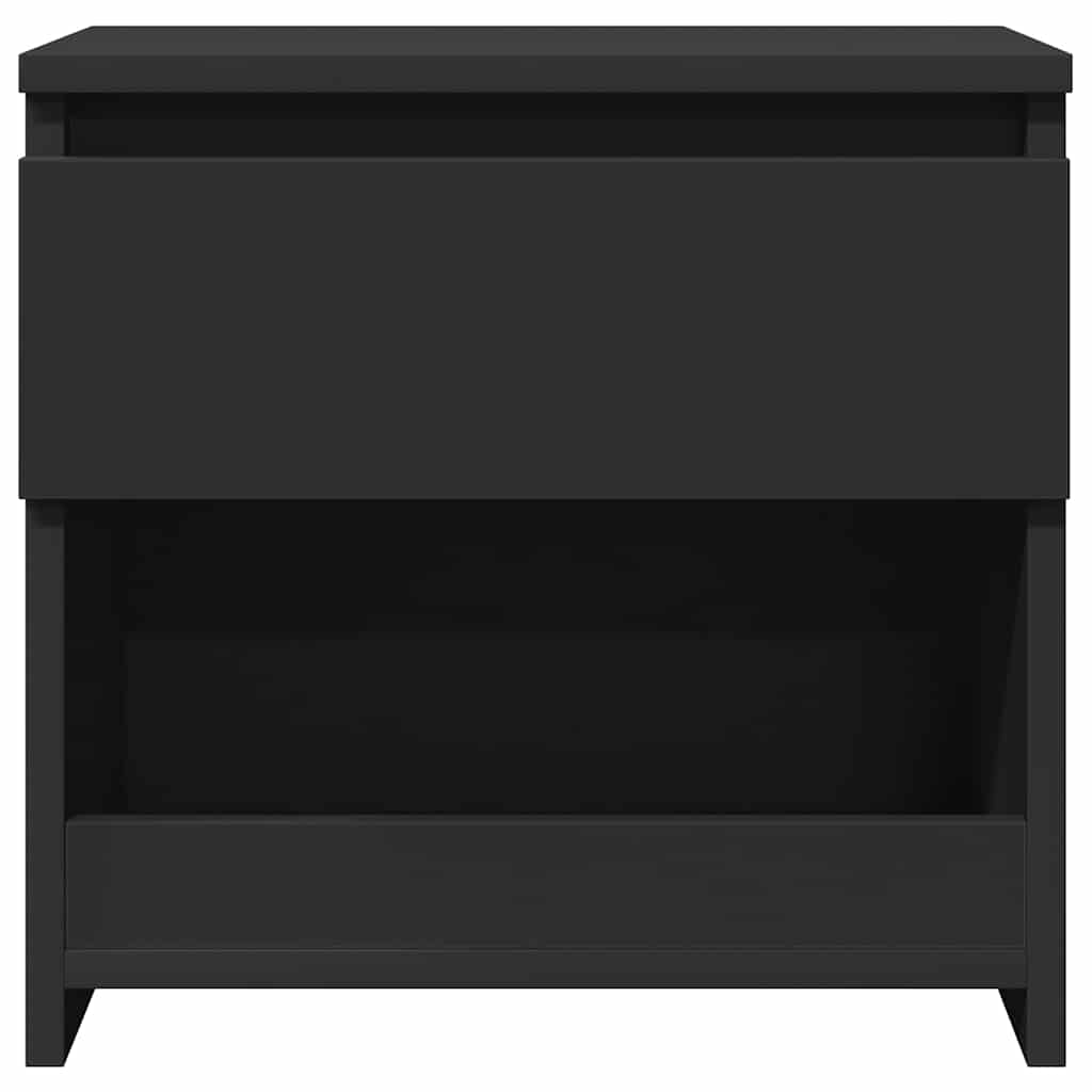 Bedside Table Black 40x30x39 cm Wood Material