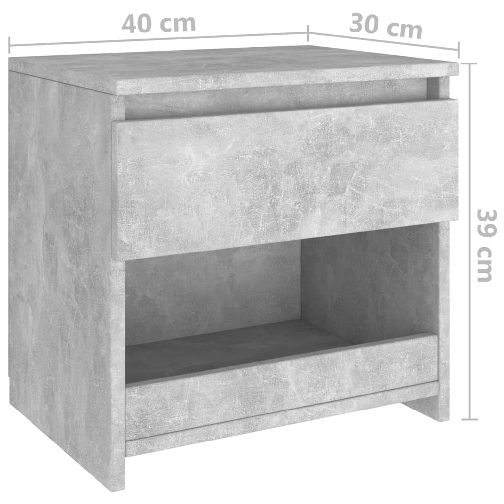 Table de chevet gris béton 40x30x39 cm en bois