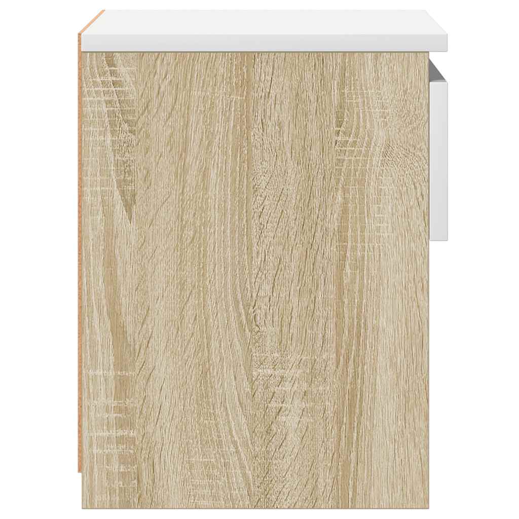 Nachttische 2 Stk. Weiß Sonoma-Eiche 40x30x39 cm Holzwerkstoff