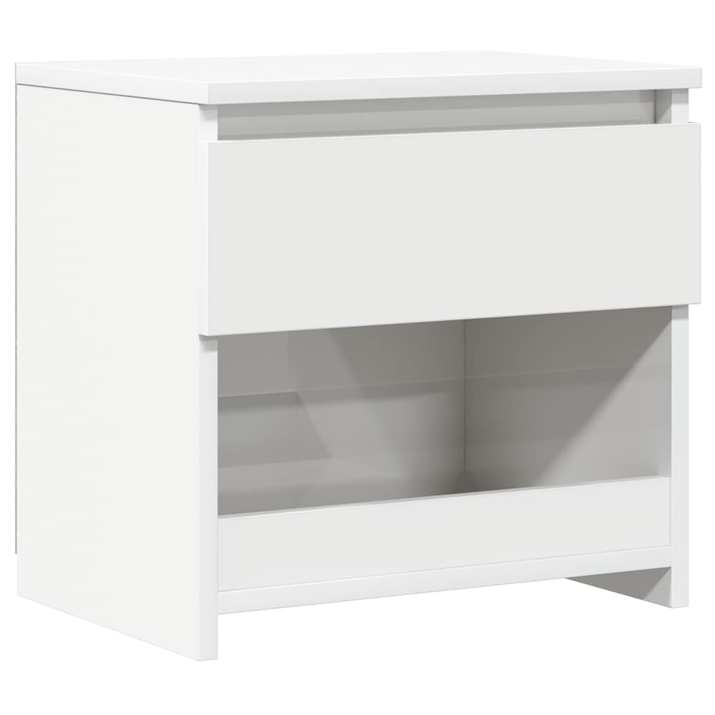 Bedside table high gloss white 40x30x39 cm wood material