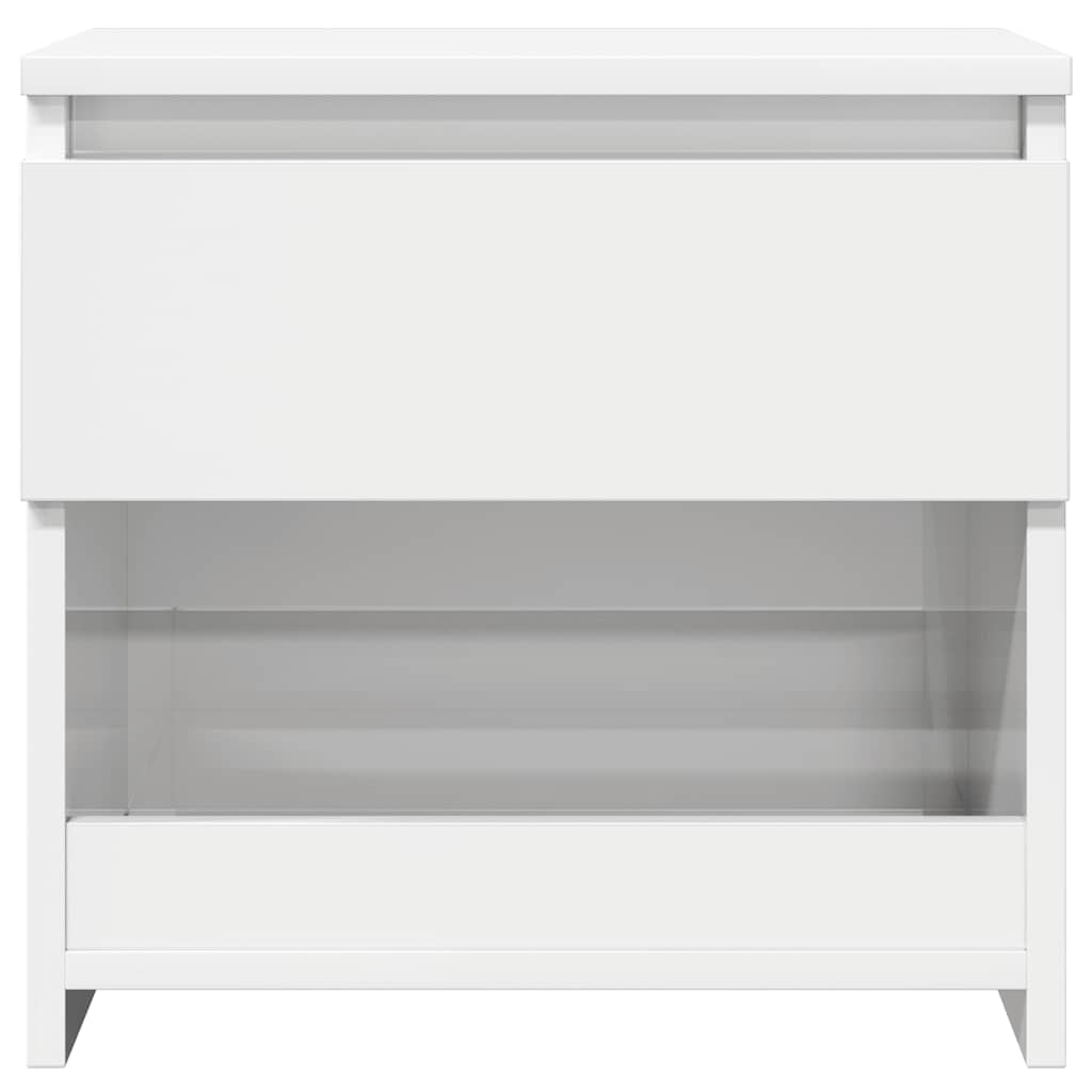 Bedside table high gloss white 40x30x39 cm wood material