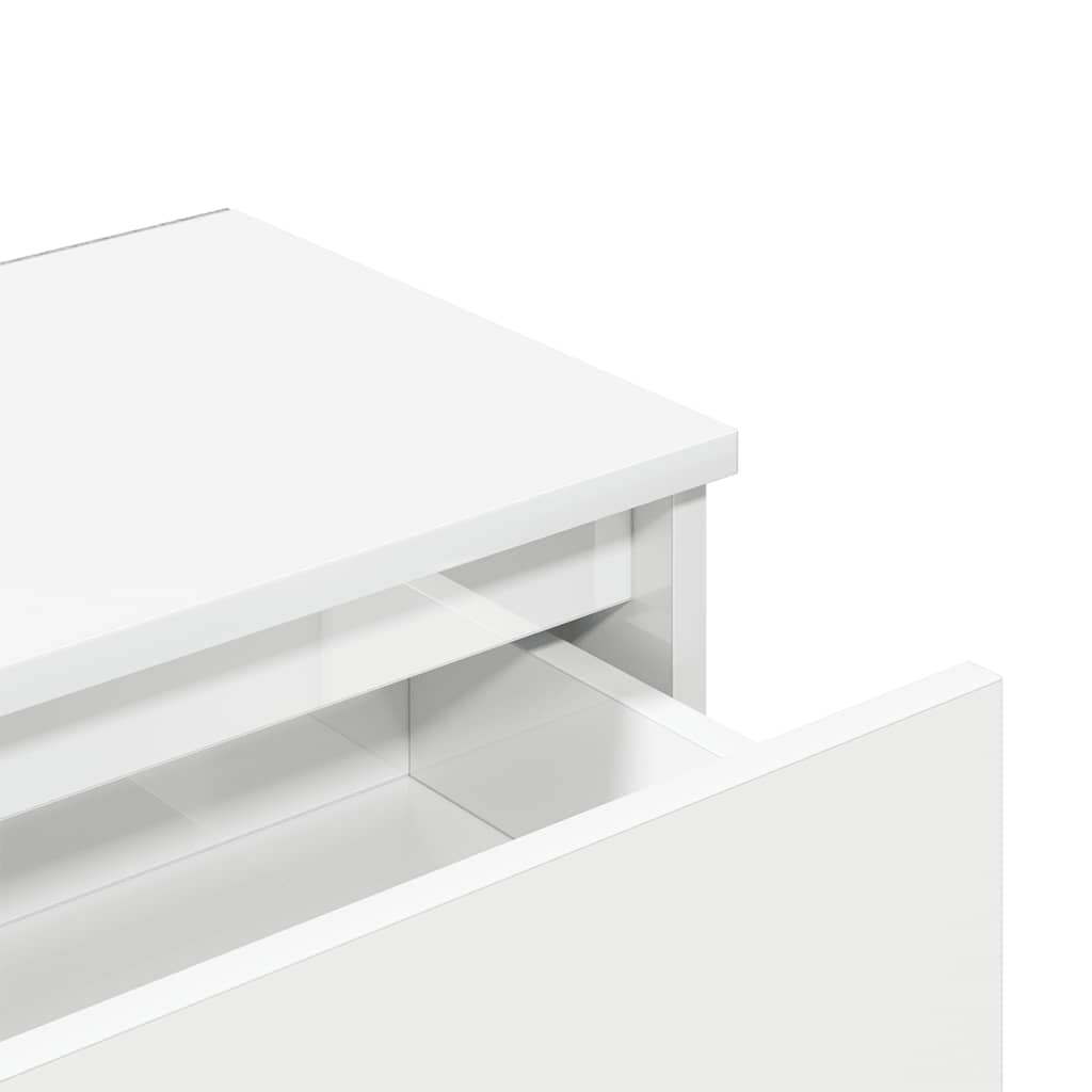 Bedside table high gloss white 40x30x39 cm wood material