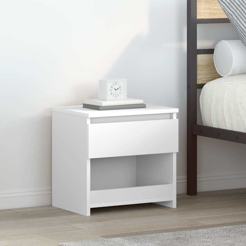 Bedside table high gloss white 40x30x39 cm wood material