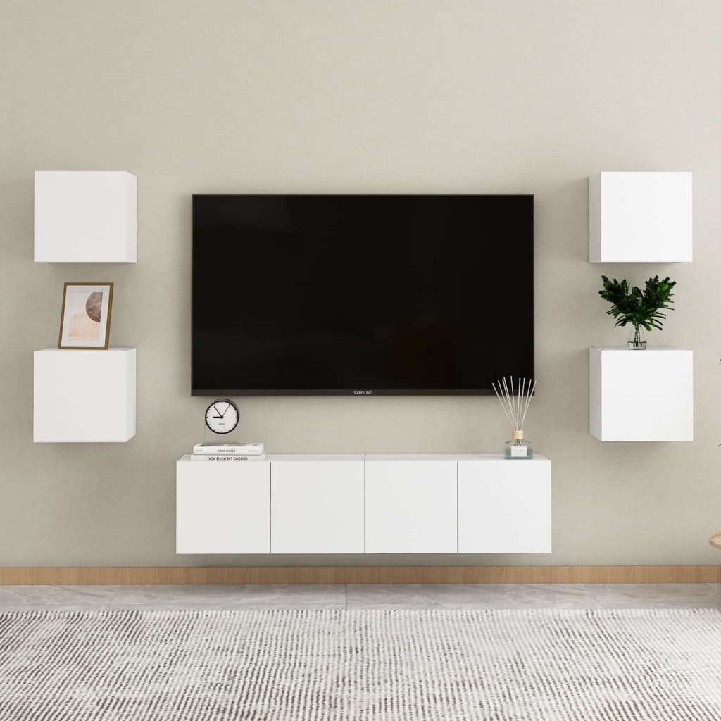 Meuble TV mural blanc 30,5x30x30 cm