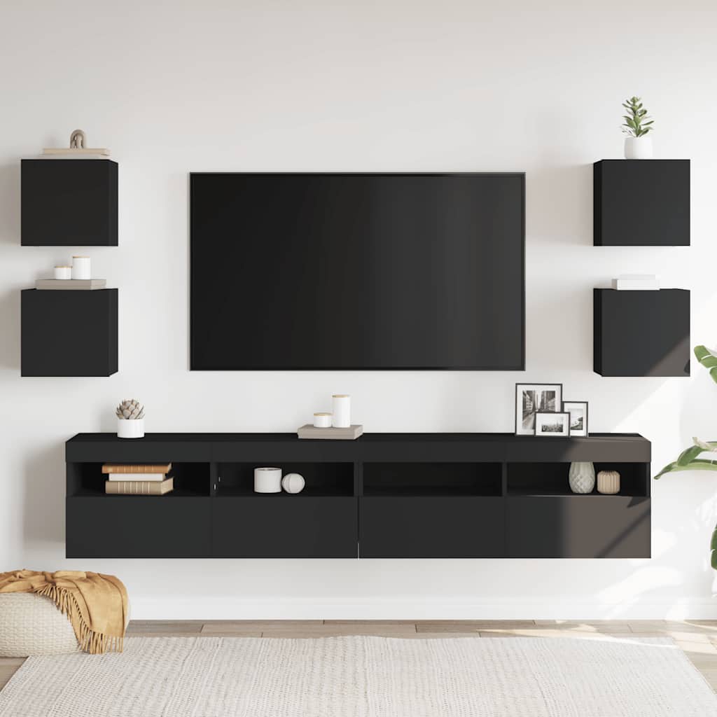 TV wall cabinets 4 pcs. Black 30.5x30x30 cm