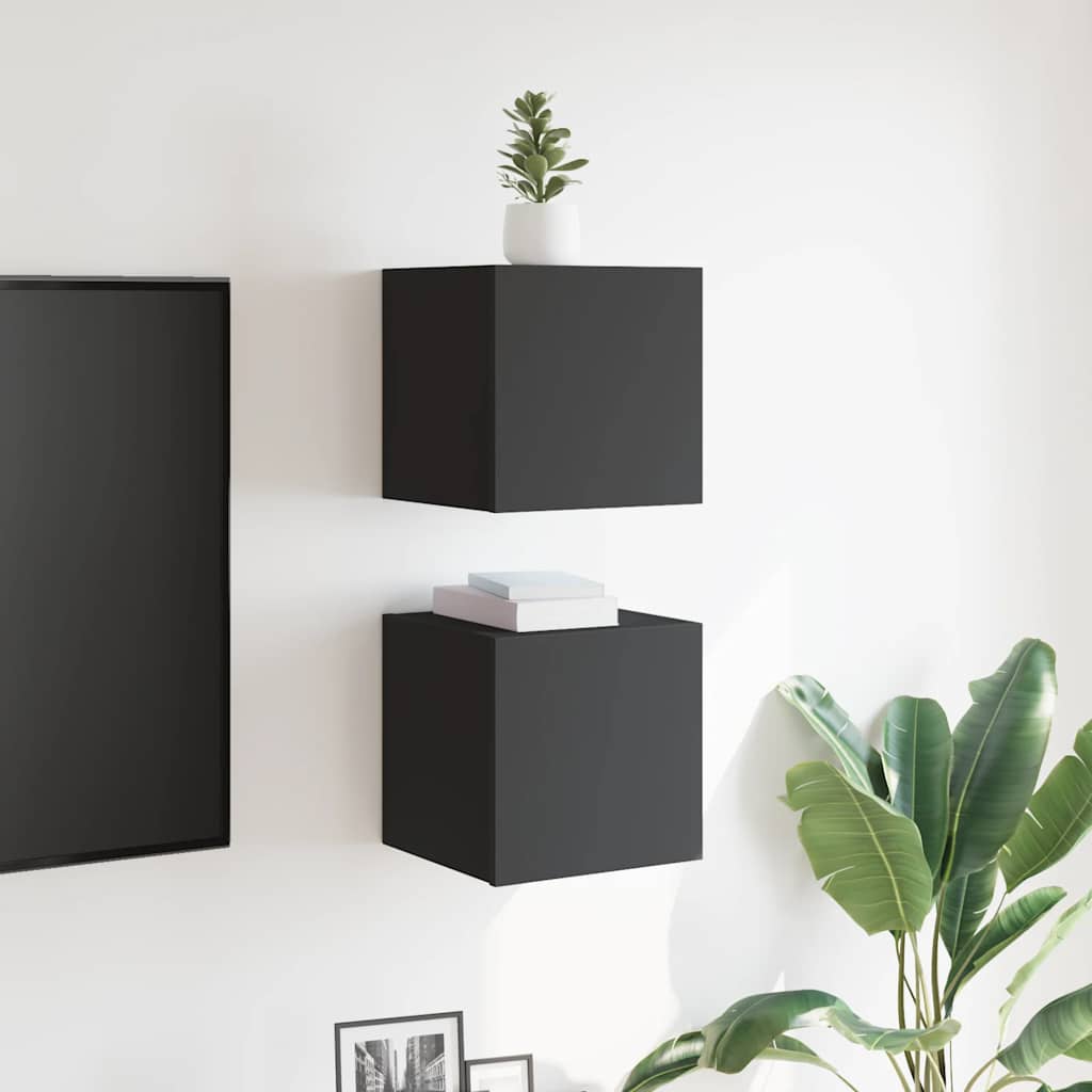 Meubles TV muraux, lot de 2, gris, 30,5 x 30 x 30 cm