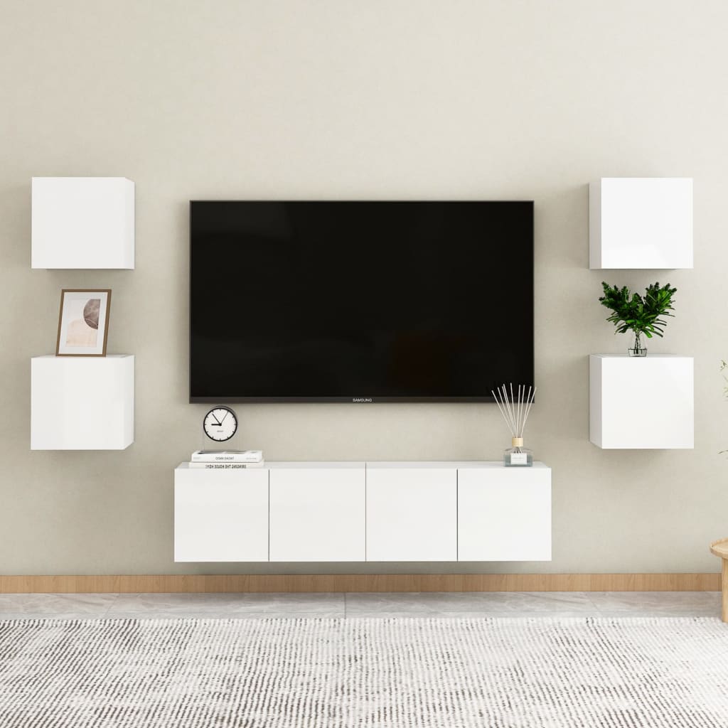 Meuble TV mural blanc brillant 30,5x30x30 cm