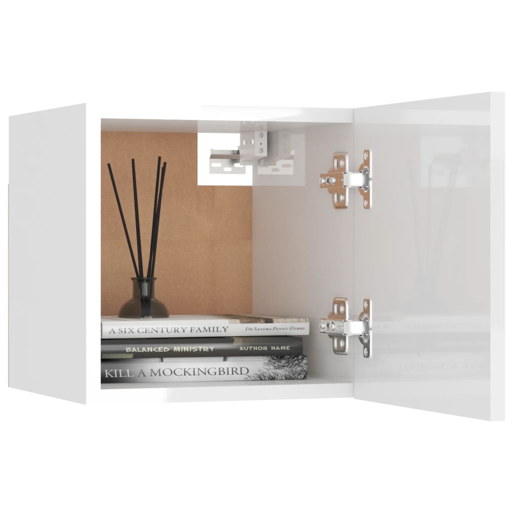 Meuble TV mural blanc brillant 30,5x30x30 cm