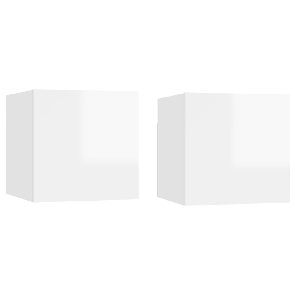 Meubles muraux TV 2 pcs. blanc brillant 30,5x30x30 cm