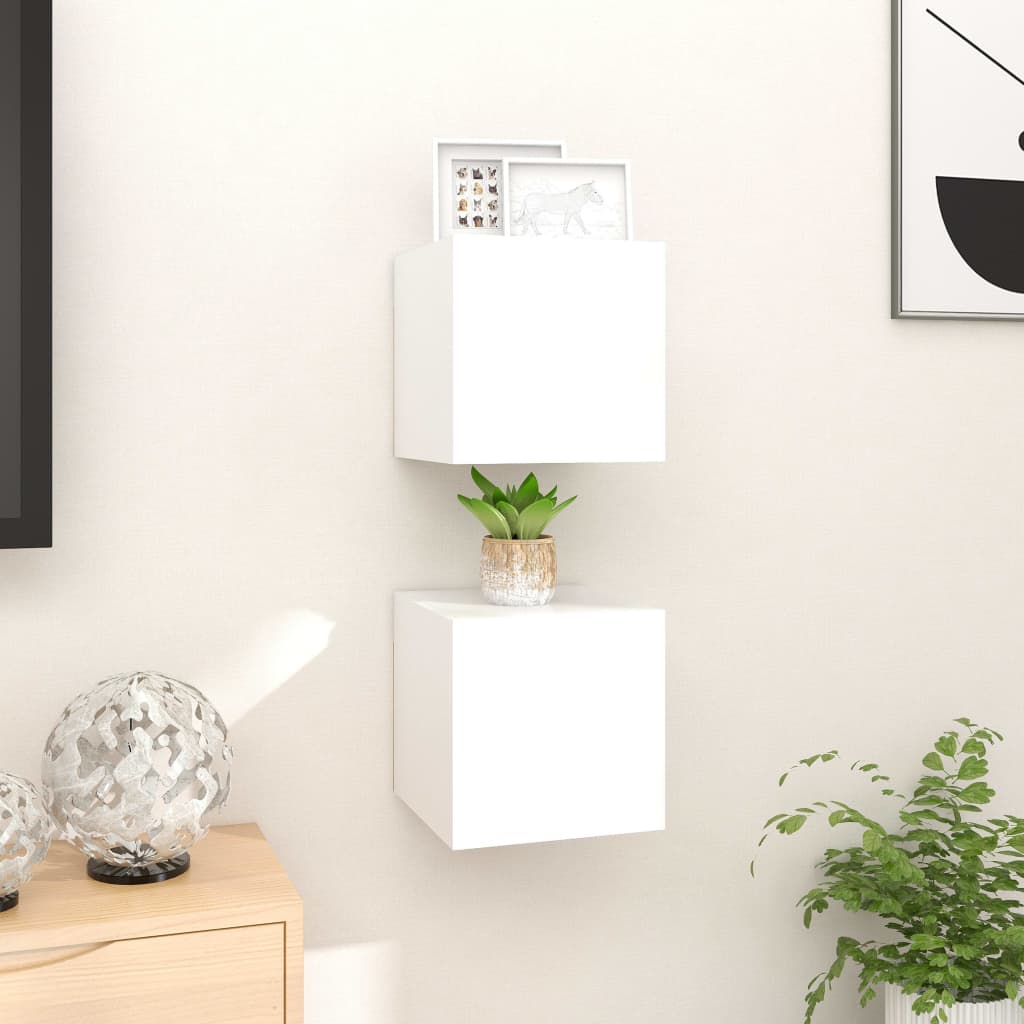 Meubles muraux TV 2 pcs. blanc brillant 30,5x30x30 cm