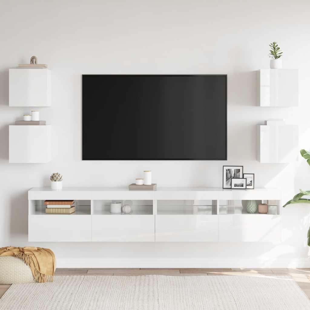 TV wall cabinets 4 pcs. High-gloss white 30.5x30x30 cm