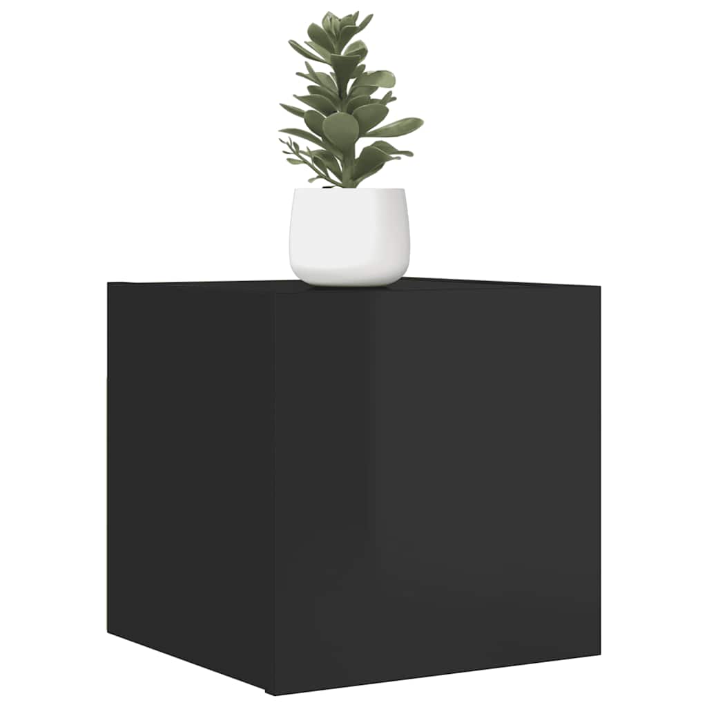 Meubles TV muraux, lot de 2, noir brillant, 30,5 x 30 x 30 cm