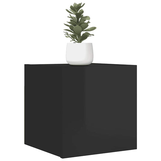 Meubles TV muraux, lot de 2, noir brillant, 30,5 x 30 x 30 cm