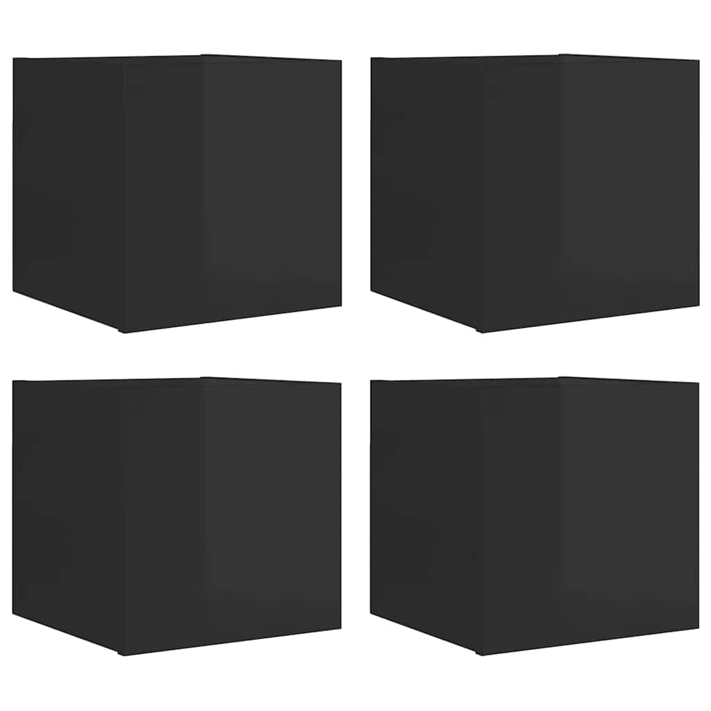 TV wall cabinets 4 pcs. High-gloss black 30.5x30x30 cm