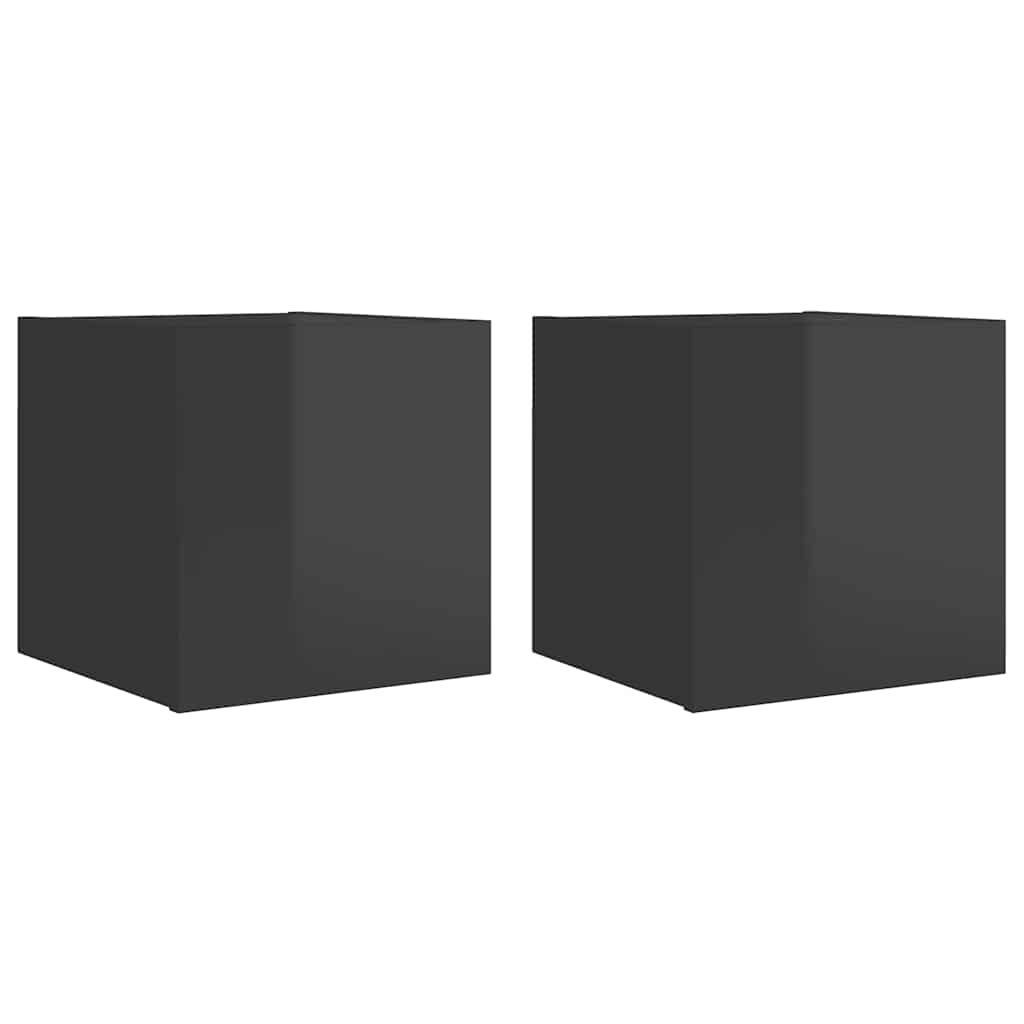 Meubles TV muraux, 2 pièces, gris brillant, 30,5 x 30 x 30 cm