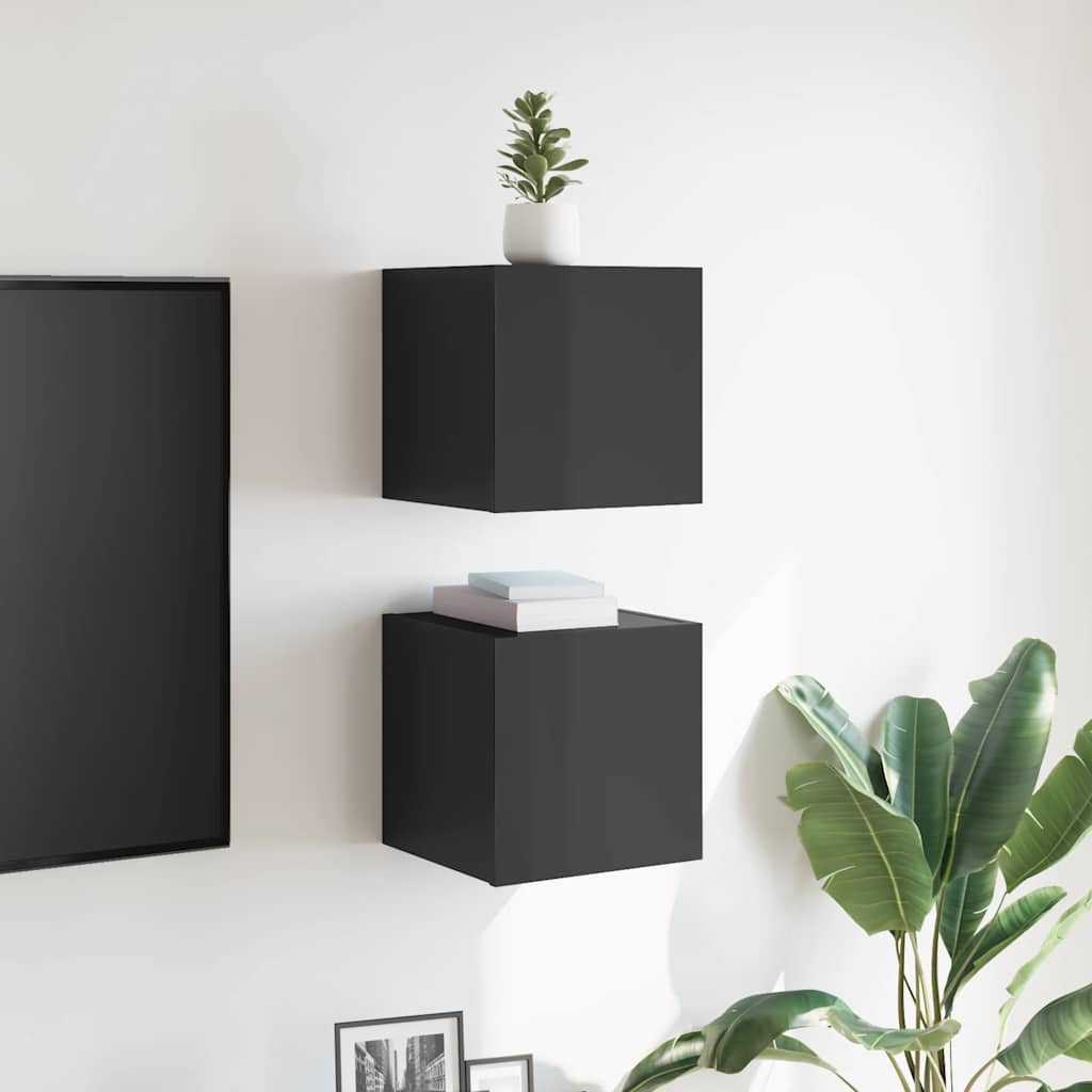Meubles TV muraux, 2 pièces, gris brillant, 30,5 x 30 x 30 cm