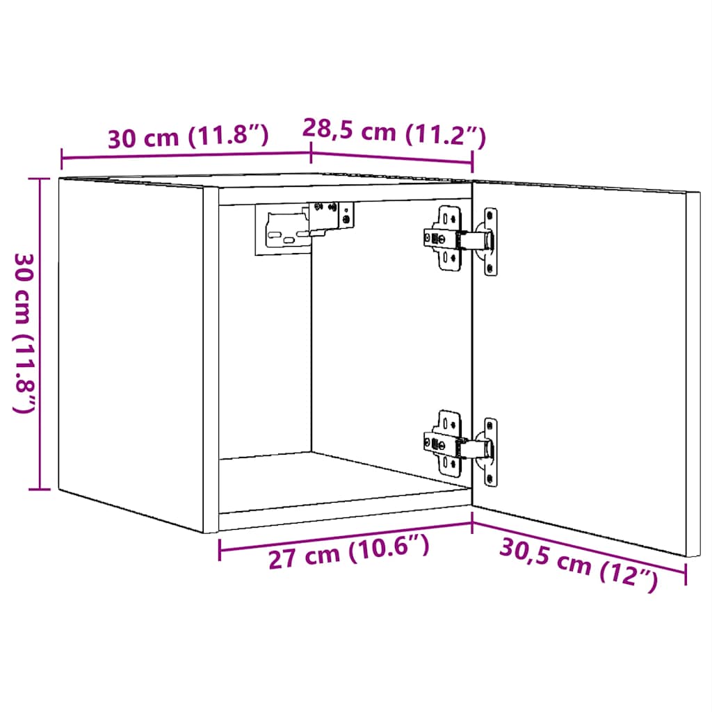 TV wall cabinets 4 pcs. High-gloss grey 30.5x30x30 cm