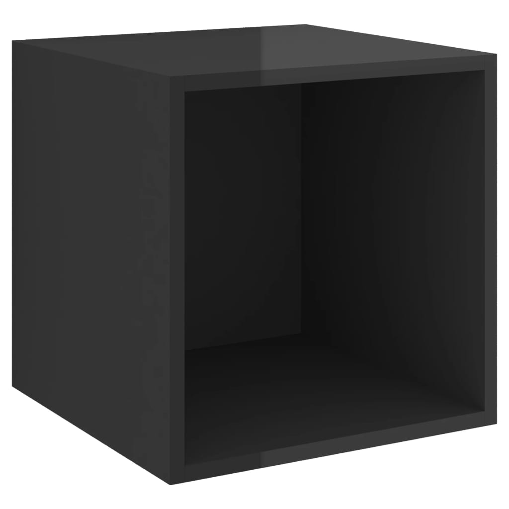 Wandschrank Hochglanz-Schwarz 37x37x37 cm Holzwerkstoff