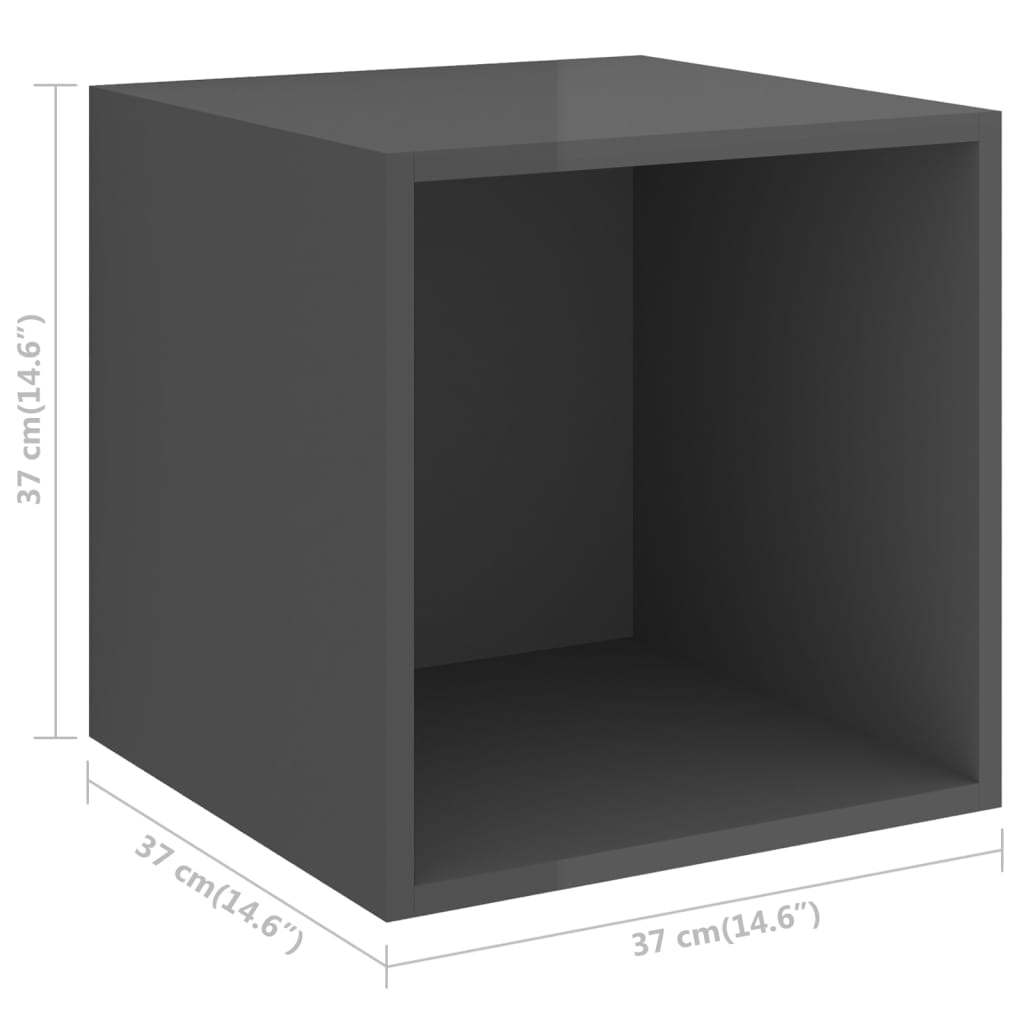 Wandschrank Hochglanz-Grau 37x37x37 cm Holzwerkstoff