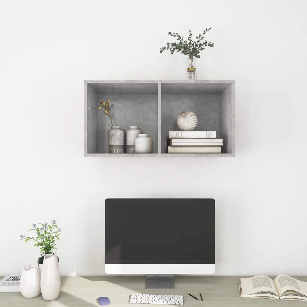 TV wall cabinet concrete grey 37x37x72 cm wood material
