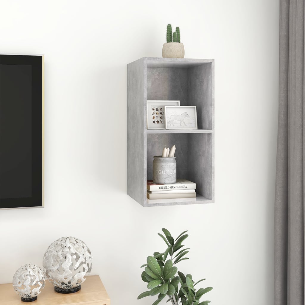TV wall cabinet concrete grey 37x37x72 cm wood material