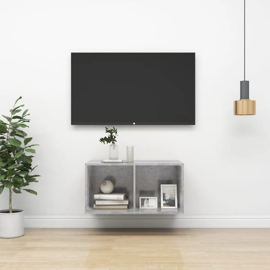TV wall cabinet concrete grey 37x37x72 cm wood material