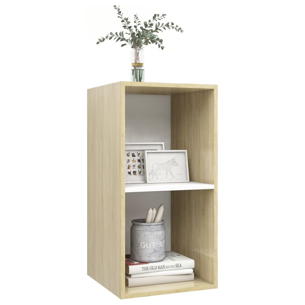 TV-Wandschrank Sonoma-Eiche und Weiß 37x37x72 cm Holzwerkstoff