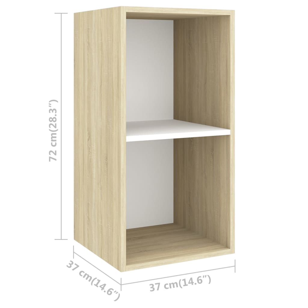 TV-Wandschrank Sonoma-Eiche und Weiß 37x37x72 cm Holzwerkstoff